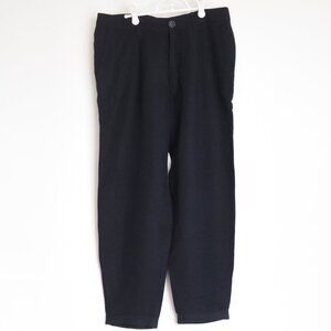 Armani Exchange Men's High Waisted Pleated Pants Dark Blue Linen Blend 32 Waist